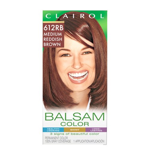 Clairol Balsam Permanent Hair Dye, 612RB Medium Reddish Brown Hair Color, Pack of 1