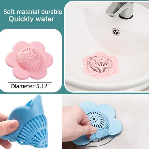 UMBWORLD Hair Catcher Silicone Hair Stopper Shower Drain Covers with Suction Cups Suit for Bathroom Bathtub and Kitchen 4 Pack