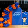 Blue and Orange Balloons Arch Kit, 108 Pcs Orange and Navy Blue Balloon Garland Kit with Metallic Gold Orange Dot Latex Balloons for Kids Boys Cartoon Theme Party Baby Shower Boys Birthday Decorations