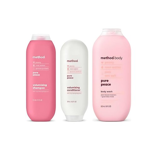 Method Pure Peace Shower Set, Includes 1 shampoo, 1 Conditioner, and 1 Body Wash 3 ct.