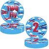 80 Pcs Airplane 2nd Birthday Party Decorations Two Fly Disposable Paper Dinner Plates Napkins Forks Dinnerware for Aviation Theme Boys 2nd Birthday Party Decorations Supplies