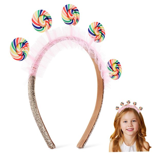 Anneome Lollipop Headband, Creative Cartoon Headband for Girls, Plastic Hair Accessories and Hair Band, Fun Hairband for Party, Pink, One Size