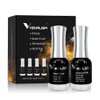 VENALISA 2 Pcs No Wipe Tempered Gel Top Coat and Base Coat Set Gel Nail Polish, Soak Off UV LED Nail Gel Polish Nail Art Starter Manicure Salon DIY at Home