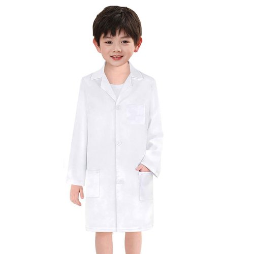 AXSLAILM Kids Doctor Lab Coat Scientist Pretend Play Career Day Costume Halloween Doctor Dress up for Boys Girls (Medium,White)
