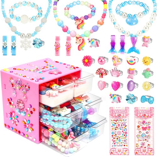 BEKALERZ Jewelry Toys-for-Girls,Toddler Girls Toys Age 6-8,Lovely Rings Kids-Toys for 3 4 5 6 7 8 9 10 Year Old Girls,Play Jewelry Princess Toys for Dress Up,Easter Birthday Unicorns-Gifts-for-Girls