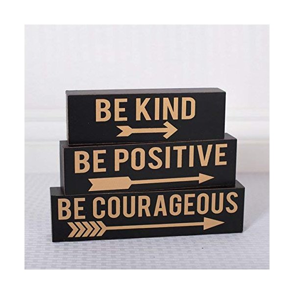 10" X 8" X 1.5" Wood Brick Set (Be Kind) Black/Gold - Model Number - 10510