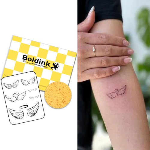 Boldink Semi-permanent tattoos, realistic fake tattoos, last 7-15 days, waterproof non-reflective temporary tattoo stickers, cruelty-free, uniquely designed exquisite packaging（Wings 3）