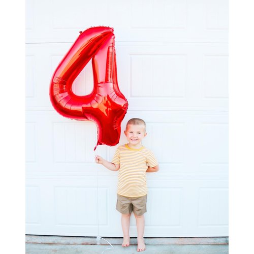 Red Number 4 Balloon 40 Inch, 4 Balloon Number, 4th Birthday Decorations, Red Party Supplies for Boys Girls