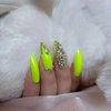 ZYBUXY light green press on nails luxury gem Crystal diamond False Nails long Stiletto Stick Fake Nails 24pcs wedding nails for bride
