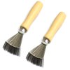 BLUPLE 2 Pieces Hair Brush Cleaner Tool Comb Cleaner Hair Brush Cleaner Comb Brushes Mini Hair Dirt Remover Brush Cleaning Tools with Metal Wire Rake Wooden Handlefor Home Salon