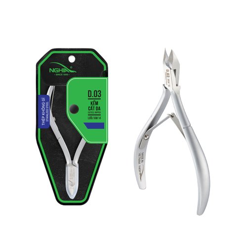 NGHIA Cuticle Nipper - D-03 JAW 14 | Stainless Steel | Durable and Sharp | Ergonomic Design | Grey Plated | Ideal for Salons and Home Use