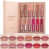 BAISEN DIARY 12 Colors Book Style Velvet Matte Liquid Lipstick Christmas Gift Set Long-Lasting Non-Stick Cup Not Fade Shimmer Nude Lip Gloss Thanks For the Love Lip Set (Set A)