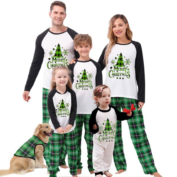 Awoscut Family Matching Pajamas Christmas Pjs Holiday Nightwear Sleepwear Sets Long Sleeve Pjs(S#697, Kids, 8 Years)