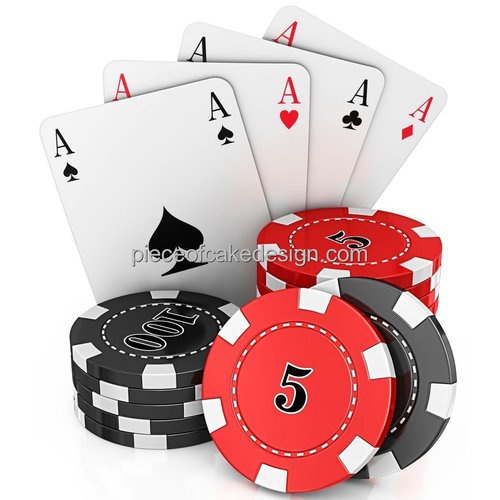 2" Round ~ Casino Aces and Poker Chips Birthday ~ Edible Cake/Cupcake Topper - d6427