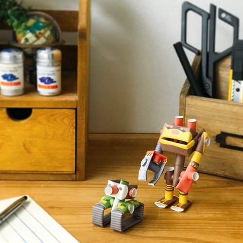 PIPEROID Penk & Bearborg Professor & Robot Bear - Japanese 3D Paper Puzzle DIY Robot kit for Kids and Origami Kit for Adults