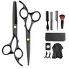 Haircut Scissors Sets - 11 Pcs Black Stainless Steel Haircut Set with Thinning Scissors, Neck Duster Brush, Comb, Barber Cape, Hair Clips with Pu Box