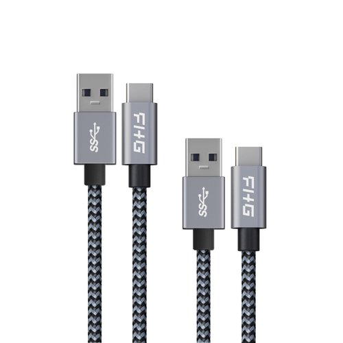 FHG 3.3FT USB 3.0 to USB C Cable 2Pack, High-Speed Transfer of 1GB in 2sec, 3A Fast Charging from 20% to 80% in 35mins, Sturdy Nylon Braided USB Data Cable, Compatible for iPhone 15/Galaxy/Mac/Win