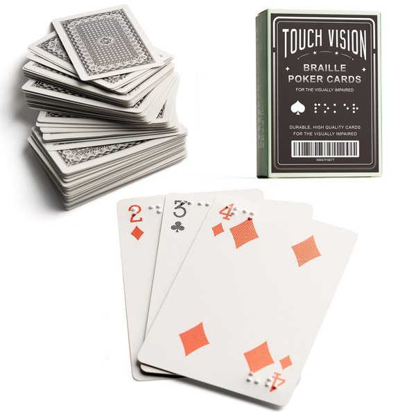 BozenTek Braille Playing Cards for The Visually Impaired - Best Gifts for Blind Adults and Children, Braille Poker for Learn Braille, Perfect for Games and Family