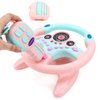deAO Children's Car Steering Wheel Simulator Car Steering Wheel Key Ring with 360° Rotation, Sound and Light Functions (Pink)