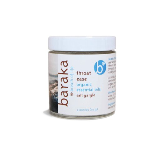 Baraka Throat Ease Salt Gargle 4 oz. - Organic Sea Salt and Essential Oils for Adults and Children