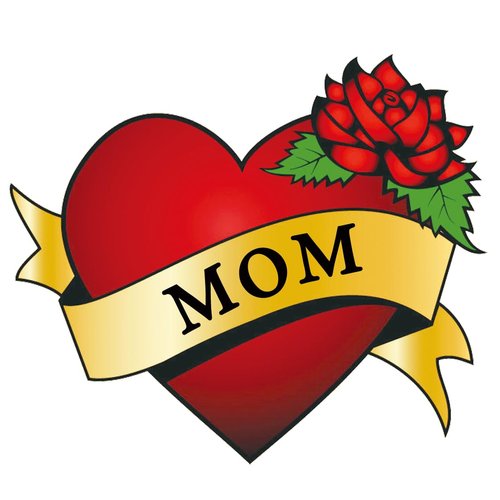 Mom Heart Temporary Tattoos, 7-Pack Temporary Tattoos for Women, Girls, Men and Kids, Heart Rose Mom Tattoo Stickers for Mothers Day (3.7 Inch)