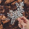 Evild Rhinestone Wedding Hair Comb Leaf Bead Headpieces Clip Crystal Bridal Headdress Flower Accessories for Brides and Bridesmaids (Silver)