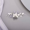Chargances Wedding Purple Rhinestone Hair Comb Bridal White Flower Leaf Hair Side Comb Silver Crystal Handmade Headpiece Hair Accessories for Women and Girls (Lavender)