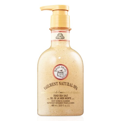 VEILMENT NATURAL SPA DEAD SEA SALT 2-in-1 BODY WASH & BODY SCRUB(13.53fl.oz) - Natural Exfoliating Salt Scrub for Deep Cleansing - Effective on Scars & Wrinkles - Moisturize Skin Polishes