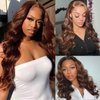 Body Wave Lace Front Wigs Human Hair 13x4 Transparent Chocolate Brown Colored Wigs Human Hair Pre Plucked with Baby Hair 180% Density Body Wave Frontal Wigs Human Hair for Black Women 20 Inch