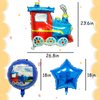GOTPASS 5PCS Jumbo Blue Train Foil Balloons Set Train Themed Party Supplies Baby Shower Boy Birthday Party Decor
