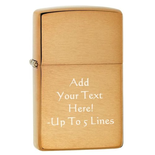 Zippo Lighter - Personalized Custom Message Engrave on Brass Collection Windproof Lighter (Brushed Brass 204B)