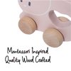 Montessori Mama Wooden Push and Pull Toy Rabbit - Baby Toy Vintage Pull Toys Learning Activity - Safe Ideal for Skill Development and Fun Playtime
