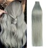 WindTouch Tape in Hair Extensions Silver Gray 100% Human Hair Extensions Straight 20 Pcs 20Inch #gray 50g