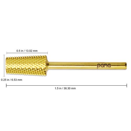 Premium Pana 3/32" Tapered Barrel Carbide Nail Bit -for Electric Dremel Drill Machine, Nail Art Design, Manicure, Pedicure, Nail File, Cuticle Clean etc. (Fine Grit- Gold)
