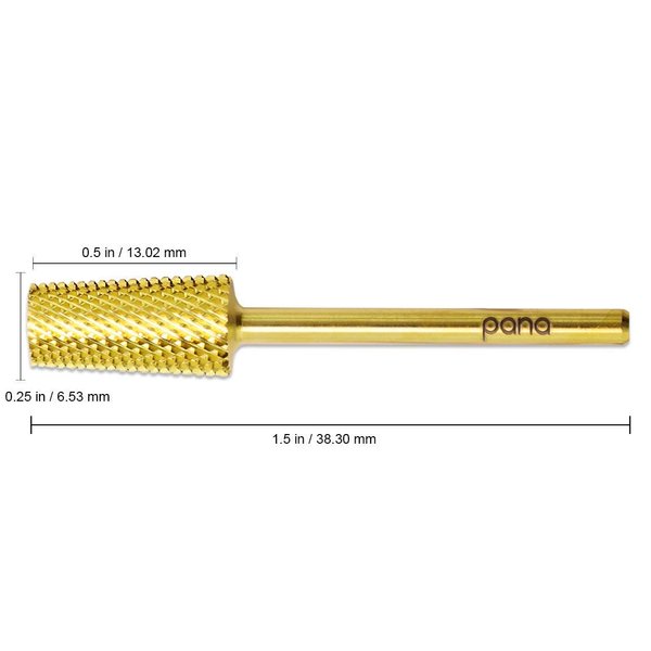 Premium Pana 3/32" Tapered Barrel Carbide Nail Bit -for Electric Dremel Drill Machine, Nail Art Design, Manicure, Pedicure, Nail File, Cuticle Clean etc. (Fine Grit- Gold)