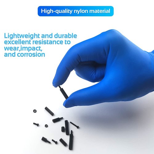 COMRUN 350PCS M2 Black Male Female Nylon Hex Spacer Standoff Screw Nut Set Assortment Kit (Black) for PCB Motherboard Circuit Board