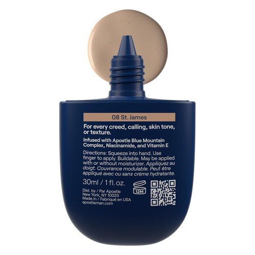APOSTLE Reclaim Tinted Moisturizer for Men (8 St. James) - Niacinamide, Vitamin E, Squalane, Hyaluronic Acid, Tinted Face Moisturizer For Men. Hydrates, Evens Skin Tone, Reduces Fine Lines, 1 Fl. Oz.