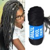 Brazilian Wool Hair Acrylic Yarn 100% 5PCS for African Crochet Braid/Box Braids/Jumbo Braiding/Senegalese Twist/Faux Locs/Twist Wraps Synthetic Fiber Hair Extensions Natural Black Color