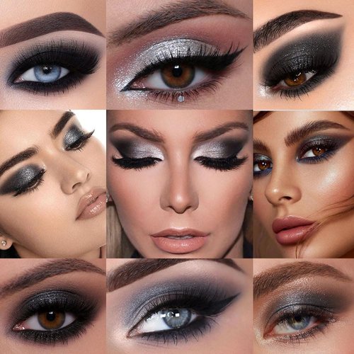 evpct 9 Colors Black Smokey Grey Eyeshadow Makeup Palette, White Grey Gray Silver Black Smog Smoky Matte Glitter Shimmer Eyeshadow Platte, High Pigmented Waterproof Eye Shadow Palet de sombras de ojos