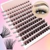 3D Fluffy Lash Extension Kit D Curl Lash Clusters WHYBRAW Eyelash Extension Kit with 7 Days Long Lasting Bond Lash Bond and Seal 120 Pcs Natural Individual Lashes Kit with Cluster Lash Tweezers