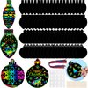 Hollowfly 80 Pieces Christmas Ornament Scratch Cards Rainbow Light Bulb Scratch Paper Christmas Tree Ornaments Christmas Party Supplies for Winter Xmas Home DIY Activities