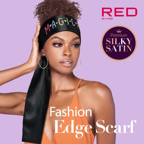 Red by Kiss Fashion Edge Scarf, Silky Satin Edge Laying Scarf for Lace Frontal & Wig, Non-Slip Hair Wrap Headband Wig Grip (Magical)