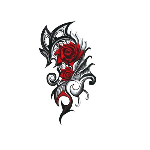 Temporary Tattoos Stickers Fake Body Arm Chest Shoulder Tattoos for Men or Women (Red Roses)