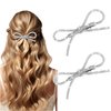 Mabor 2Pcs Bow Hair Clip Silver Rhinestone Hair Clip Bling Crystal Bowknot Clips for Women Teen Girls Glitter Hair Barrettes Hair Styling Accessories for Wedding Party Prom