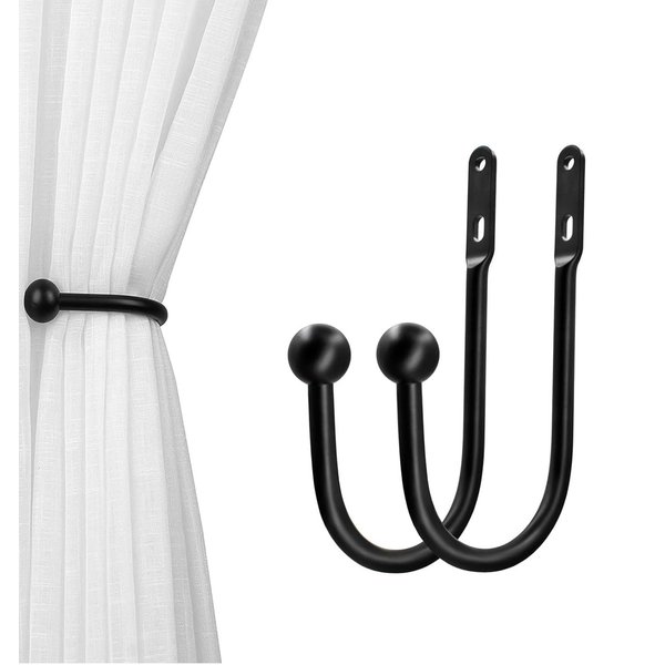 VRSS Curtain Tiebacks Drapery Holdbacks Simple Style (2pcs Black)