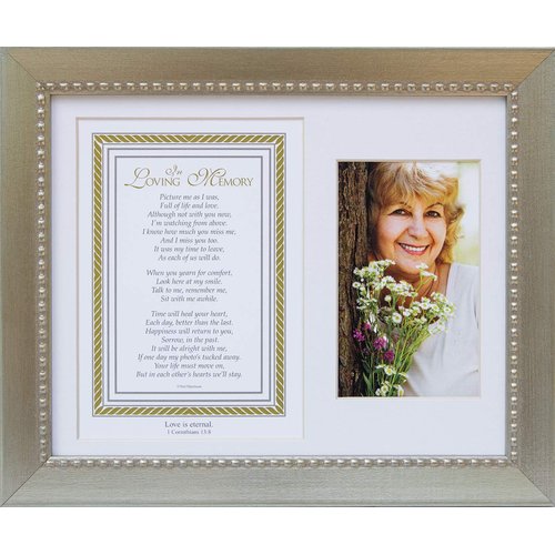 In Loving Memory Sentiment Memorial Picture Frame- Sympathy Gift for Loss of Loves Ones - Memorial Gift (Silver With Scripture)