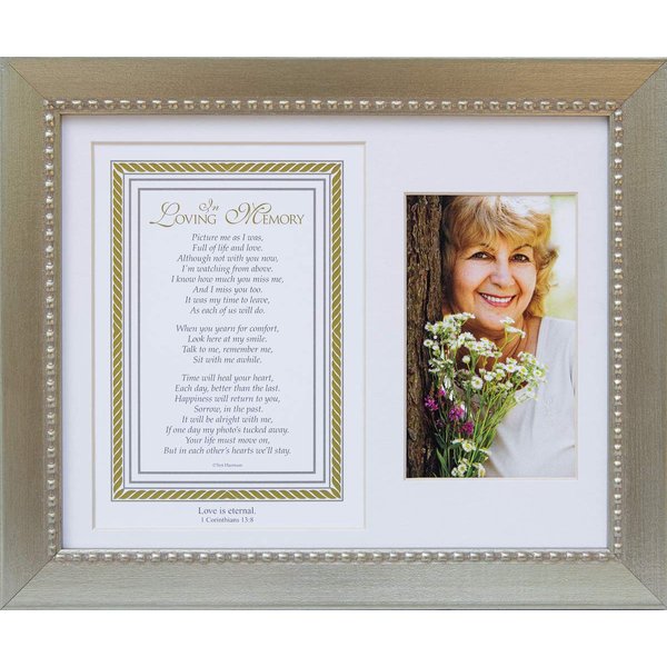 In Loving Memory Sentiment Memorial Picture Frame- Sympathy Gift for Loss of Loves Ones - Memorial Gift (Silver With Scripture)