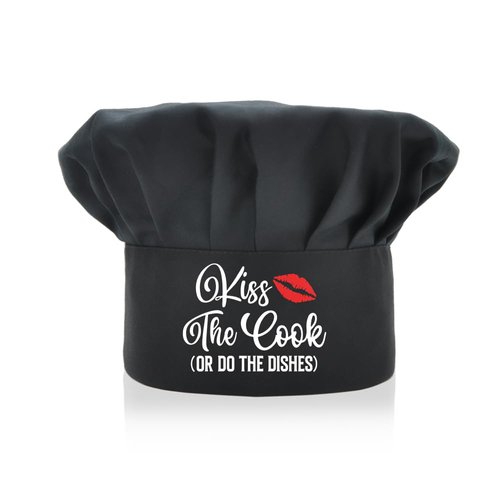 ZBBFSCSB Kiss The Cook Or Do The Dishes Funny Chef Hat, Adjustable Chef Hat, Funny BBQ Cooking Chef Hat for Woman Men, Mother's Day Father's Day Birthday Gift for Husband Wife Mom Dad