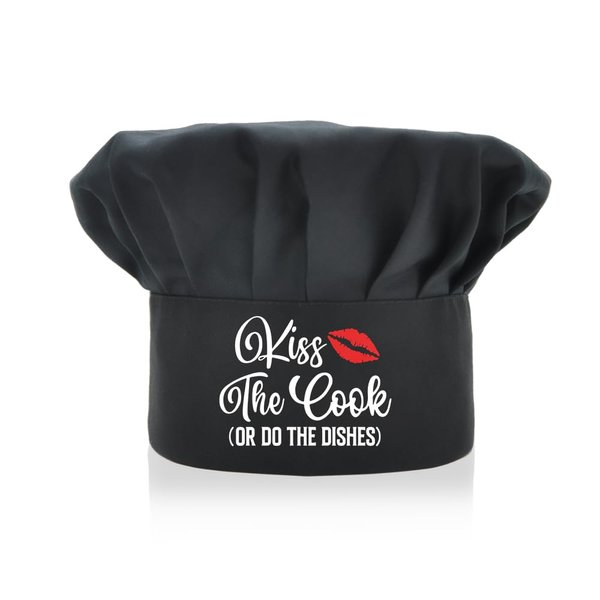 ZBBFSCSB Kiss The Cook Or Do The Dishes Funny Chef Hat, Adjustable Chef Hat, Funny BBQ Cooking Chef Hat for Woman Men, Mother's Day Father's Day Birthday Gift for Husband Wife Mom Dad
