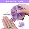 Pill Organizer Weekly,INVODA Pill Case 7 Day 3 Times Medicine Pill Dispenser,Push Button Rotate Pill Planner with 7 Compartments (Purple+Dark Grey Bag)